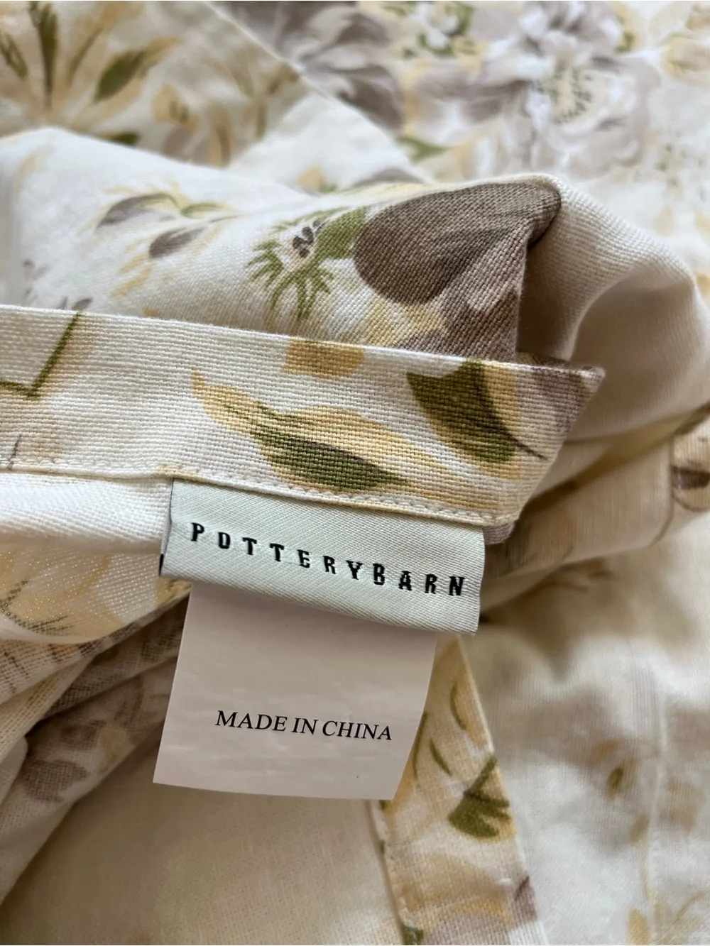 x2 Pottery Barn Hayden Floral Sham Standard Linen Cotton Ivory Beige Floral Rose